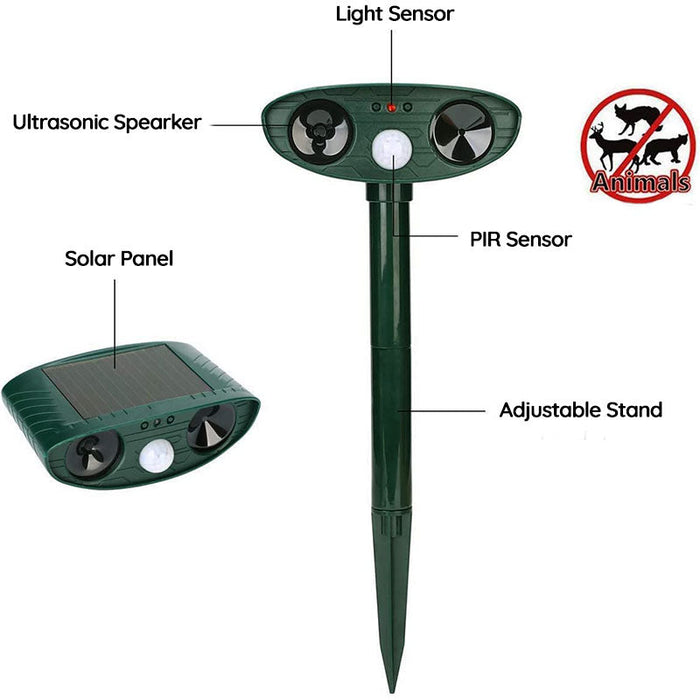 Skanto | Raccoon Outdoor Ultrasonic Repeller - Solcelled Ultrasonic Dyre- og Skadedyrkontroll - Bli kvitt vaskebjørner innen 48 timer