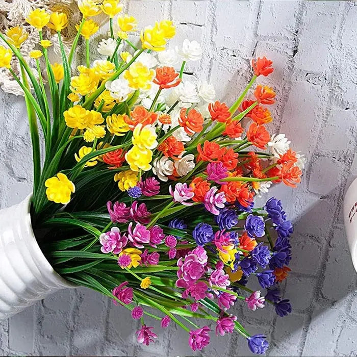 Lettstelte kunstige utendørsblomster – realistiske og UV-bestandige (7-pakning)
