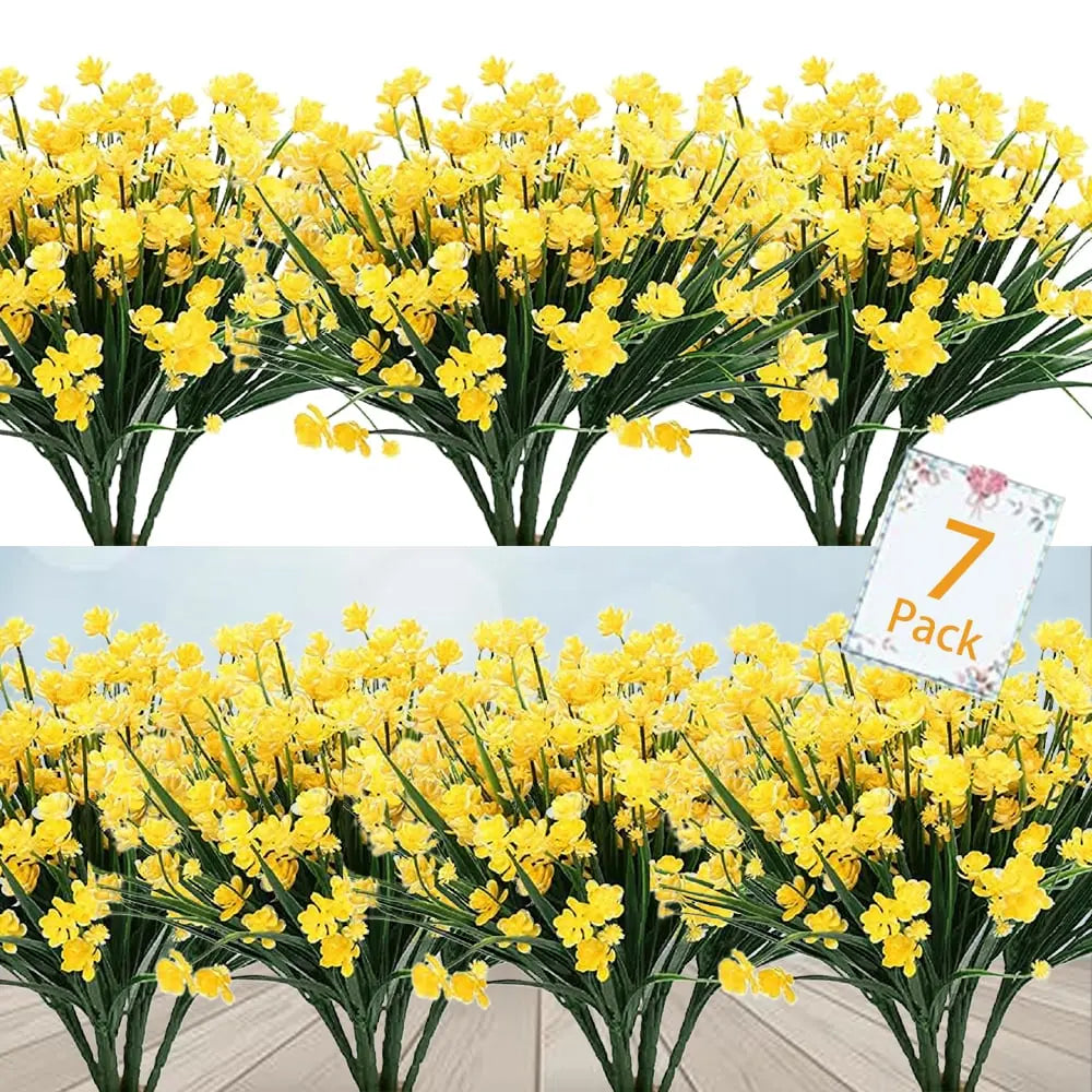 Lettstelte kunstige utendørsblomster – realistiske og UV-bestandige (7-pakning)