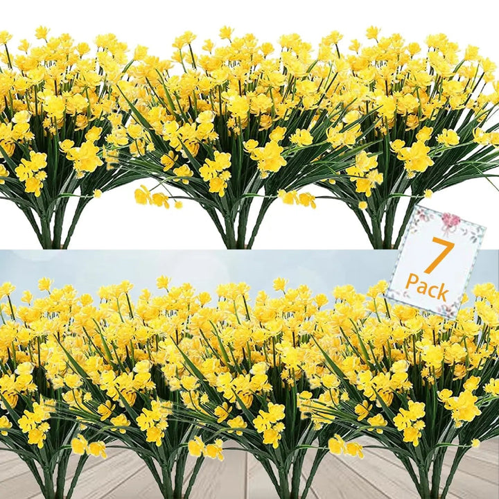 Lettstelte kunstige utendørsblomster – realistiske og UV-bestandige (7-pakning)