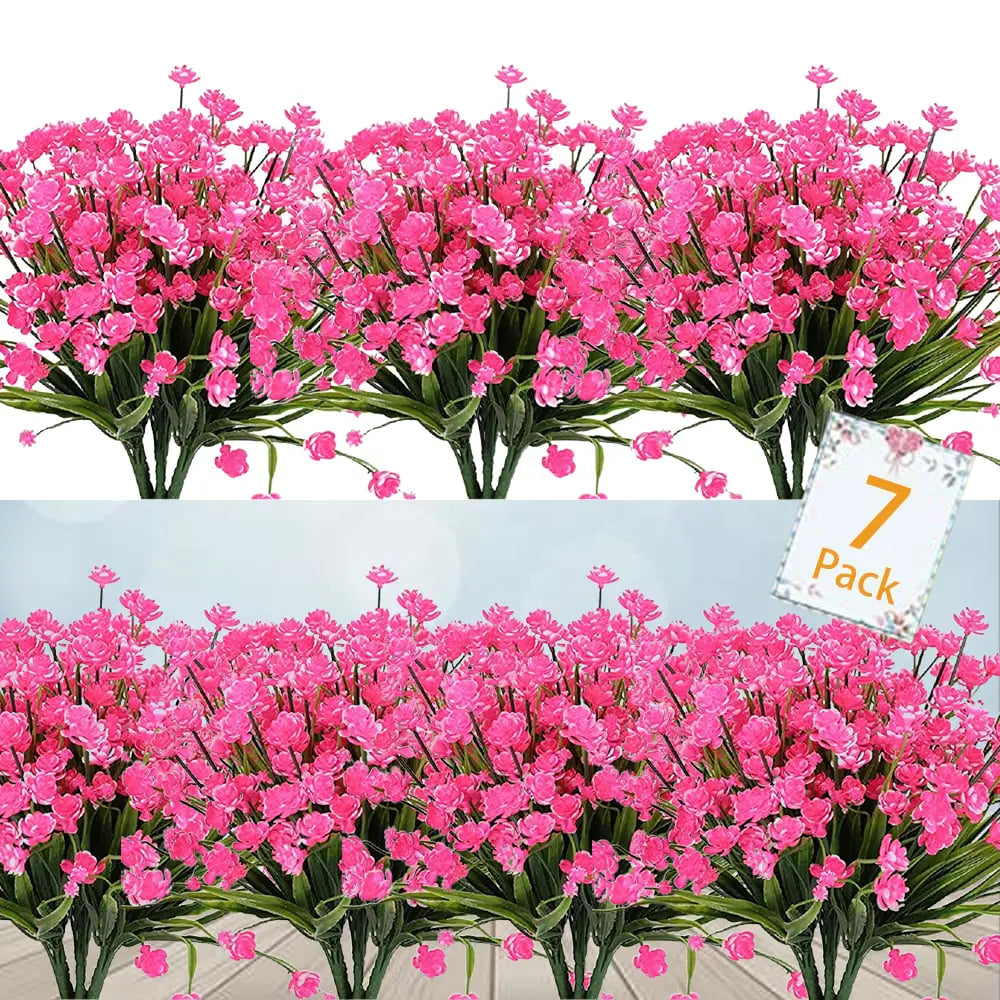 Lettstelte kunstige utendørsblomster – realistiske og UV-bestandige (7-pakning)