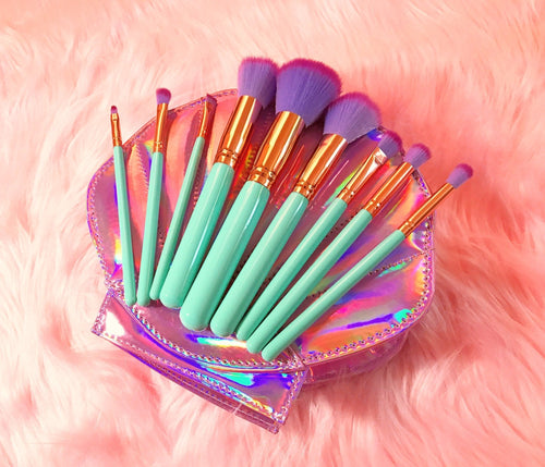 Mermaid Makeup Brushes - 10 Delt sett | Skanto