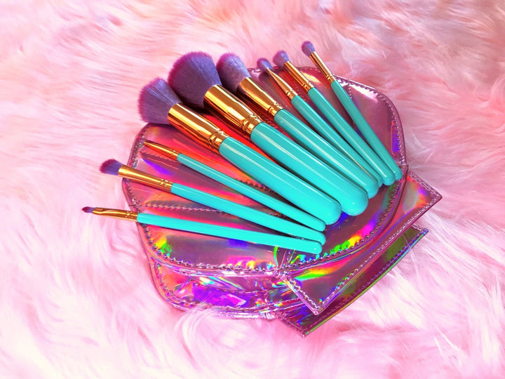 Mermaid Makeup Brushes - 10 Delt sett | Skanto