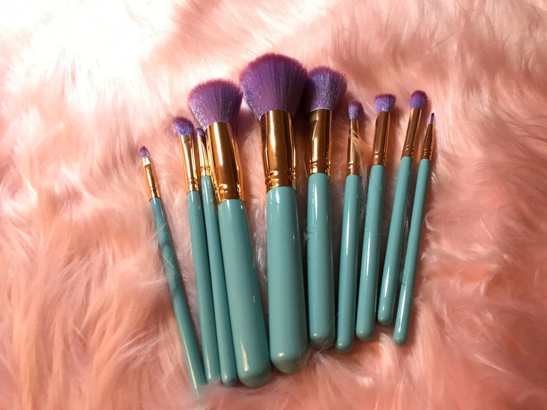 Mermaid Makeup Brushes - 10 Delt sett | Skanto