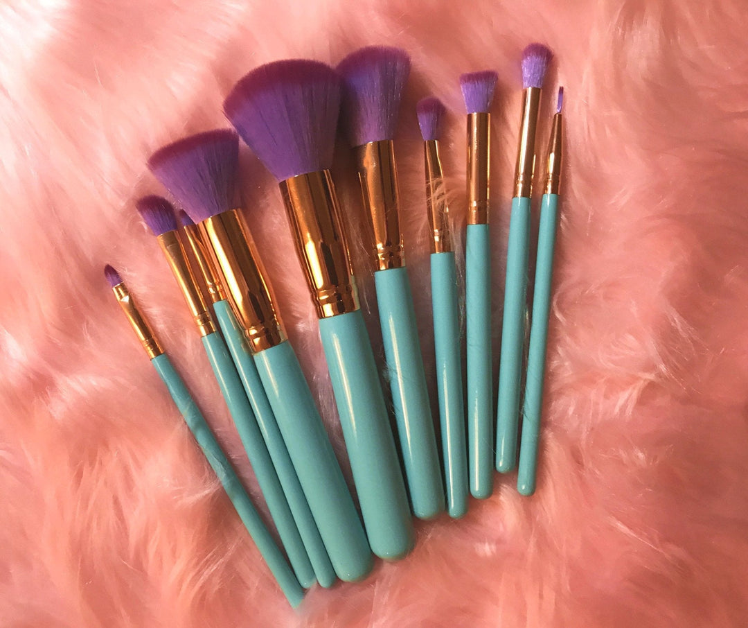 Mermaid Makeup Brushes - 10 Delt sett | Skanto