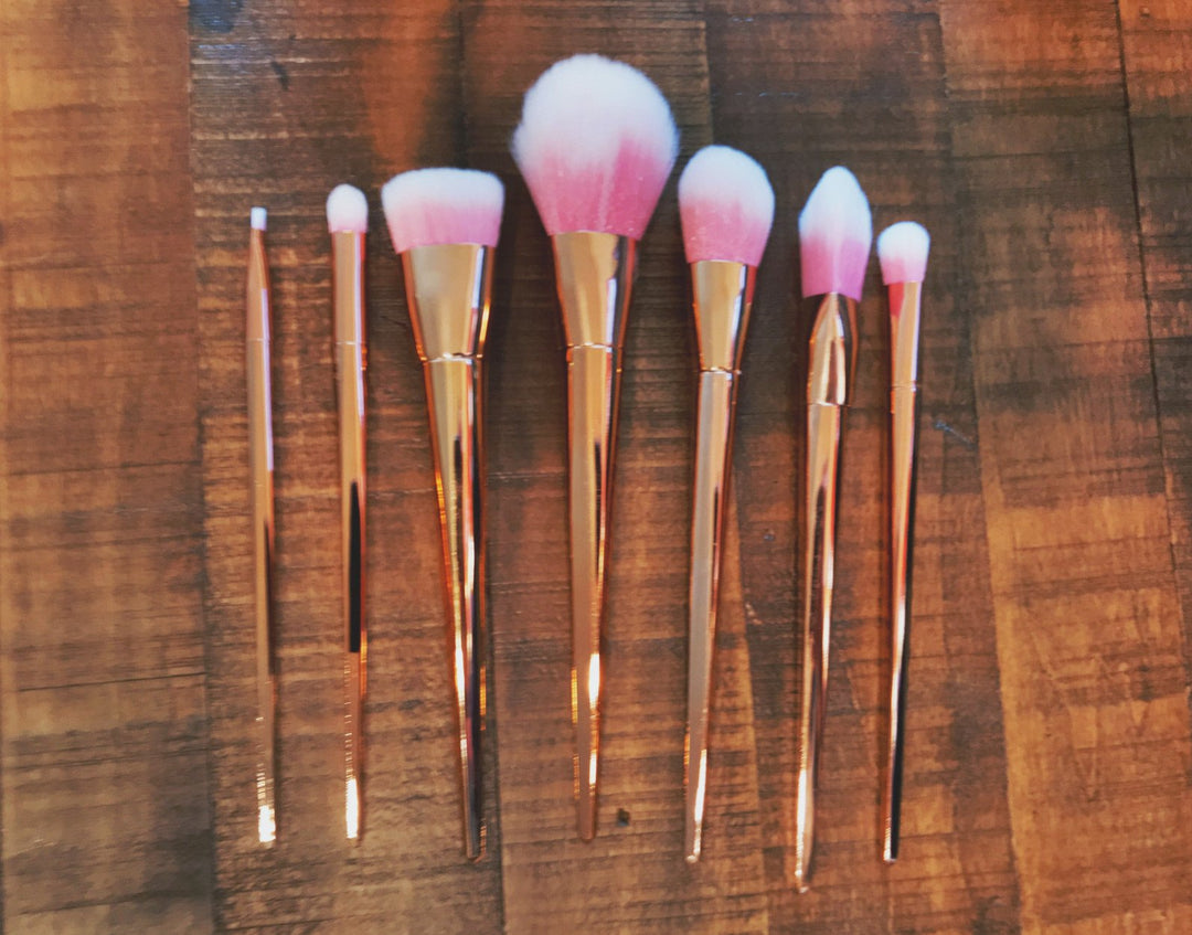 Rose Gold Kontur Makeup Pinsel - 7 Dels Sett | Skanto
