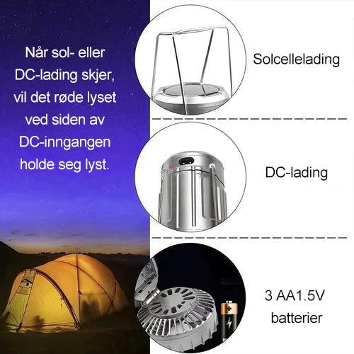 Skanto | Bærbar LED-Campinglampe Med Vifte