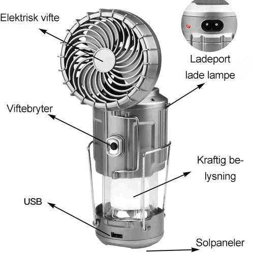 Skanto | Bærbar LED-Campinglampe Med Vifte