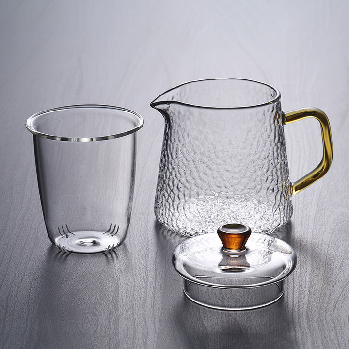 Skanto | Pindefang Glass Teapot with Infuser | Håndlaget varmebestandig tekanne med gyllen håndtak
