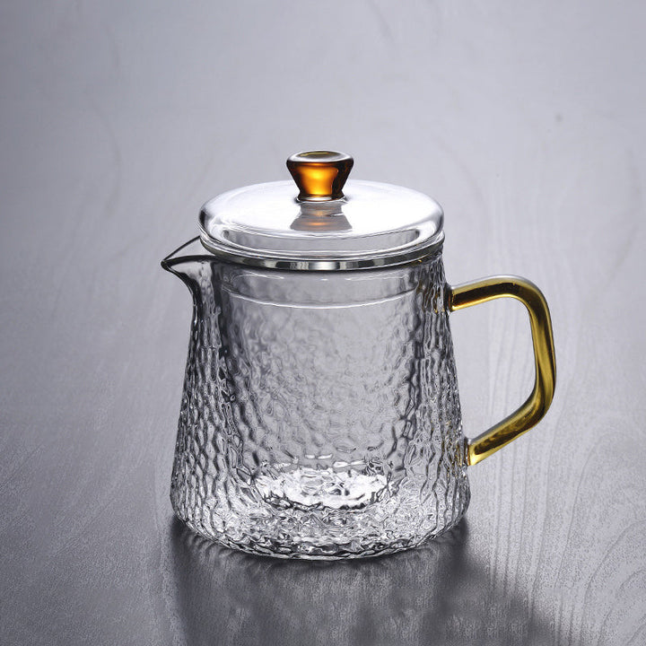 Skanto | Pindefang Glass Teapot with Infuser | Håndlaget varmebestandig tekanne med gyllen håndtak
