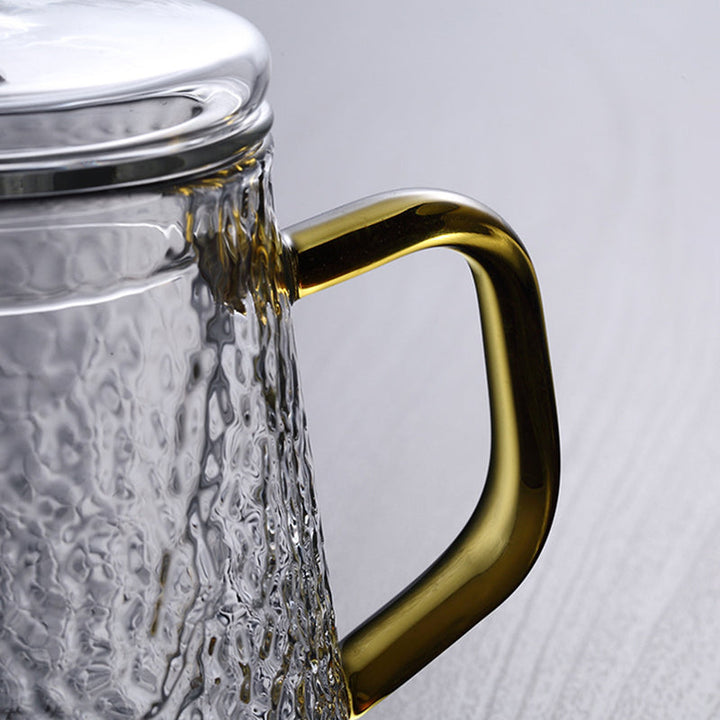 Skanto | Pindefang Glass Teapot with Infuser | Håndlaget varmebestandig tekanne med gyllen håndtak