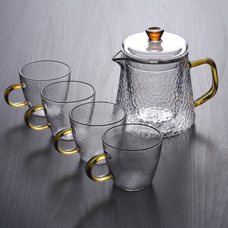 Skanto | Pindefang Glass Teapot with Infuser | Håndlaget varmebestandig tekanne med gyllen håndtak