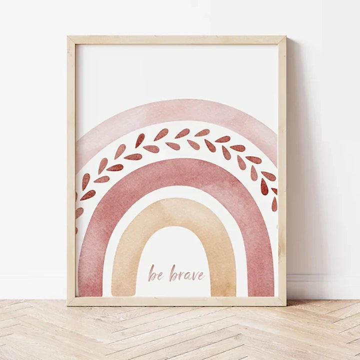 Set med 3PCS Rosa Boho Regnbue Solskinn Plakat Barnerom Veggkunst Fin Kunst Lerretstrykk Bilder For Barnerom Barnerom Lekestue Dekor | Skanto