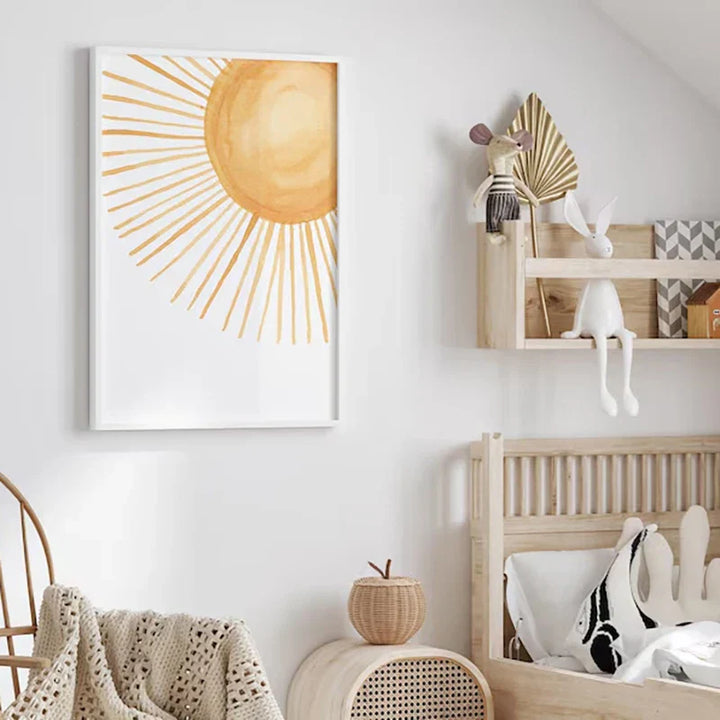 Set med 3PCS Rosa Boho Regnbue Solskinn Plakat Barnerom Veggkunst Fin Kunst Lerretstrykk Bilder For Barnerom Barnerom Lekestue Dekor | Skanto