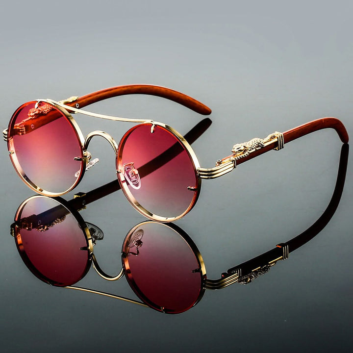 Skanto | Herre Oval Metall Retro Solbriller med UV-beskyttelse