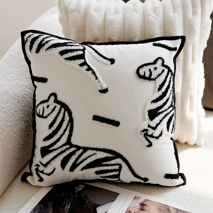 Plush broderte nordisk putetrekk moderne enkelt vevd søtt dyredesign kastet puteomslag for 45x45cm sofa pute | Skanto