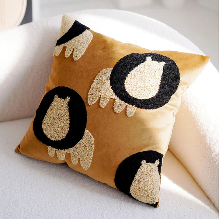 Plush broderte nordisk putetrekk moderne enkelt vevd søtt dyredesign kastet puteomslag for 45x45cm sofa pute | Skanto