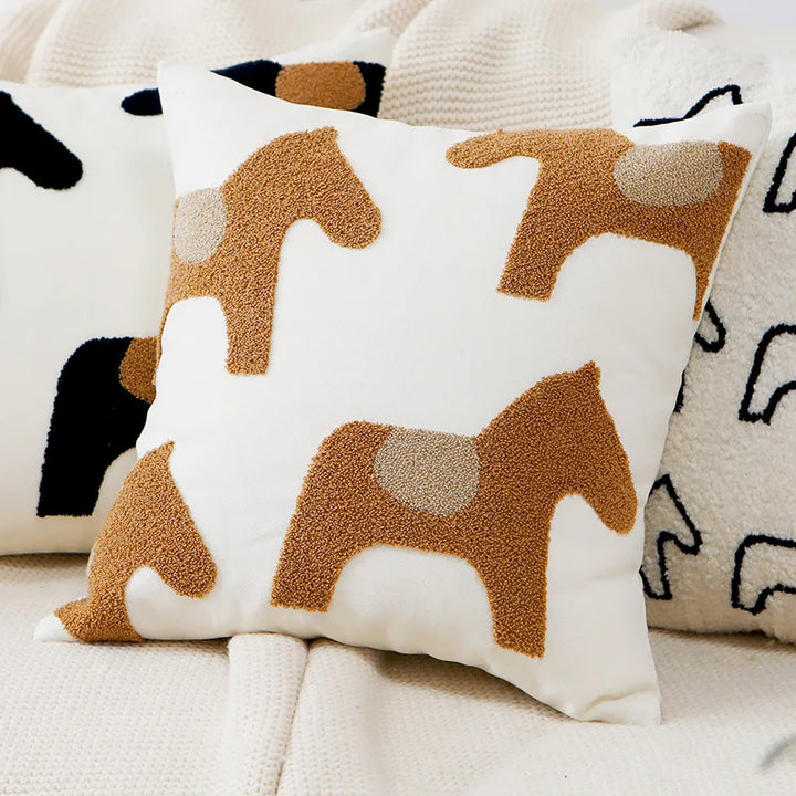 Plush broderte nordisk putetrekk moderne enkelt vevd søtt dyredesign kastet puteomslag for 45x45cm sofa pute | Skanto