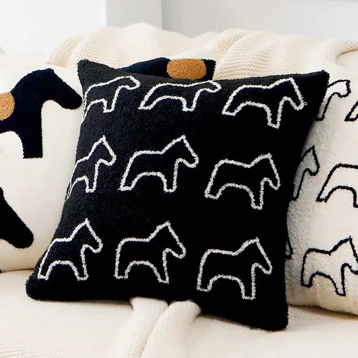 Plush broderte nordisk putetrekk moderne enkelt vevd søtt dyredesign kastet puteomslag for 45x45cm sofa pute | Skanto