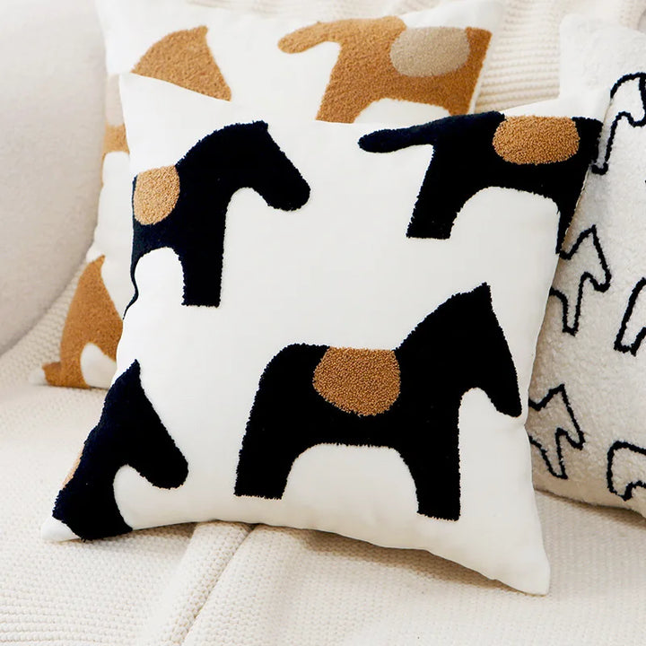Plush broderte nordisk putetrekk moderne enkelt vevd søtt dyredesign kastet puteomslag for 45x45cm sofa pute | Skanto