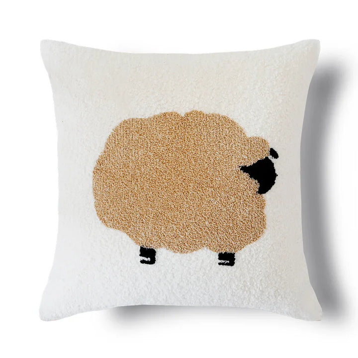 Plush broderte nordisk putetrekk moderne enkelt vevd søtt dyredesign kastet puteomslag for 45x45cm sofa pute | Skanto