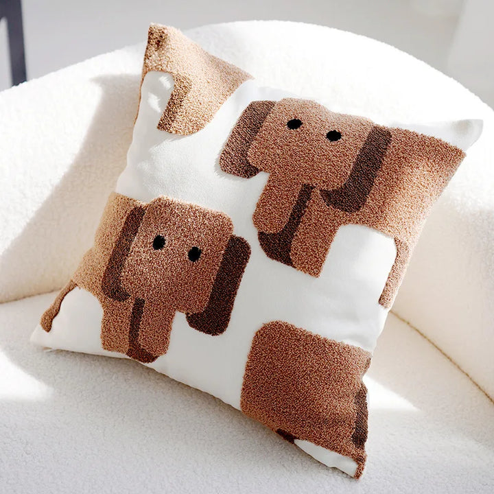Plush broderte nordisk putetrekk moderne enkelt vevd søtt dyredesign kastet puteomslag for 45x45cm sofa pute | Skanto