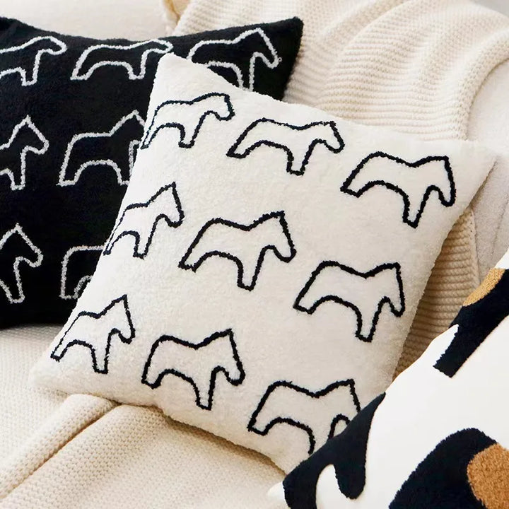 Plush broderte nordisk putetrekk moderne enkelt vevd søtt dyredesign kastet puteomslag for 45x45cm sofa pute | Skanto