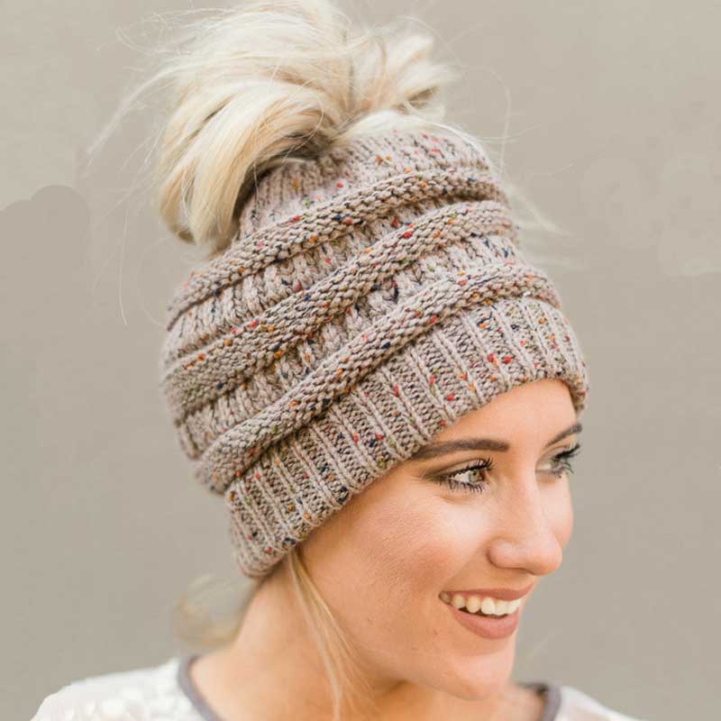 Soft Knit Ponytail Beanie Hat | Skanto