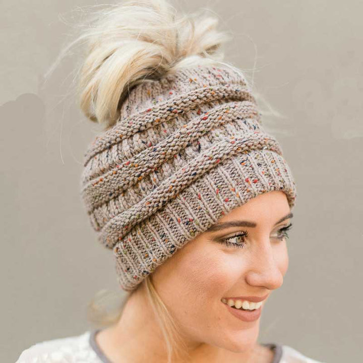Soft Knit Ponytail Beanie Hat | Skanto