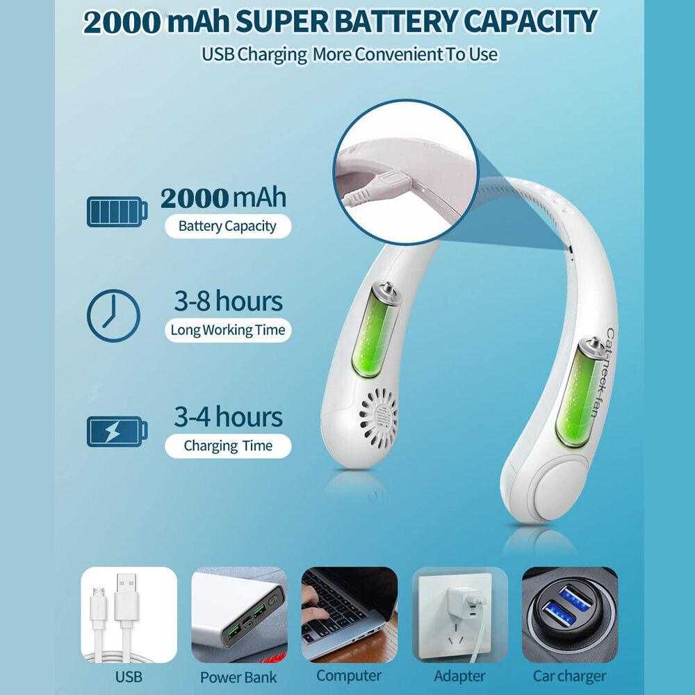 Best Neck Fan UK - Bærbar Nakkevifte Mini USB Oppladbar Faul Nakkerem Bladeless Kjøler | Skanto