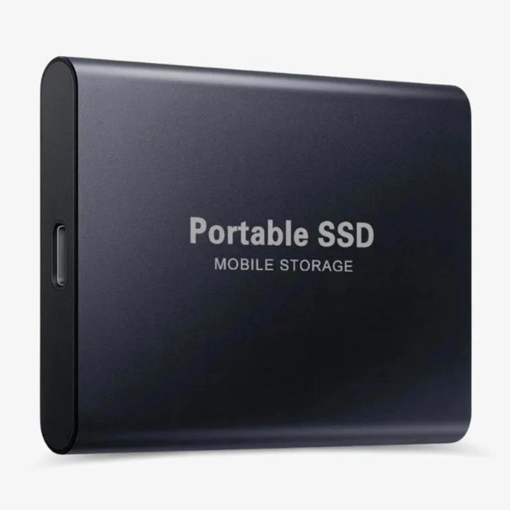 Tragbar ekstern SSD med USB-C-Anschluss, festet aluminiumshus