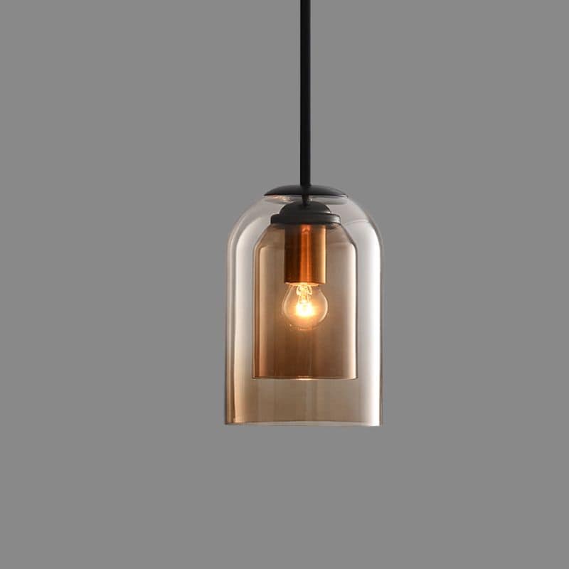 Norvo | Mica Mid-Century Pendellampe – Dobbel Glasskjerm med Jernfittings