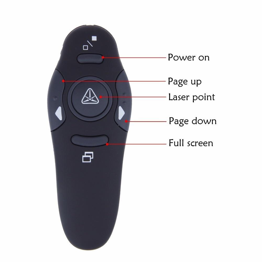 Skanto | 2.4GHz Trådløs Presentatør Rød Laserpekere Penn USB Mottaker RF Fjernkontroll Side Vend PPT Powerpoint Presentasjon