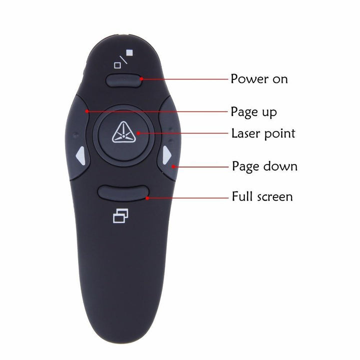 Skanto | 2.4GHz Trådløs Presentatør Rød Laserpekere Penn USB Mottaker RF Fjernkontroll Side Vend PPT Powerpoint Presentasjon