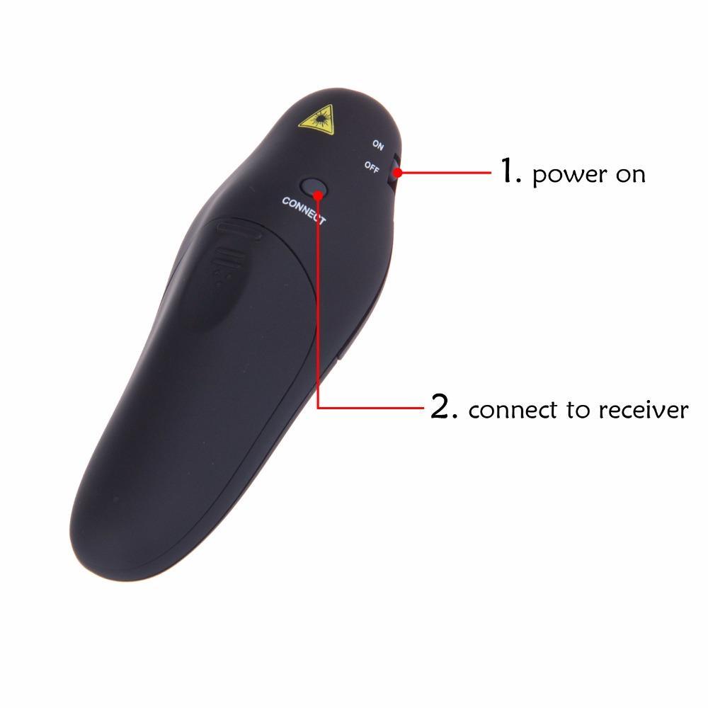 Skanto | 2.4GHz Trådløs Presentatør Rød Laserpekere Penn USB Mottaker RF Fjernkontroll Side Vend PPT Powerpoint Presentasjon