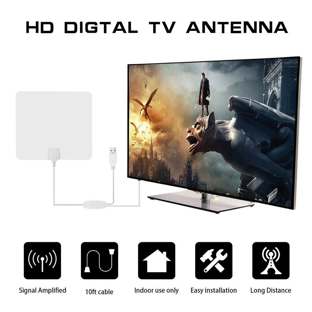 Skanto | Hvit HDTV Antenne - Med Signalforsterker Booster 1080P 80Miles Rekkevidde