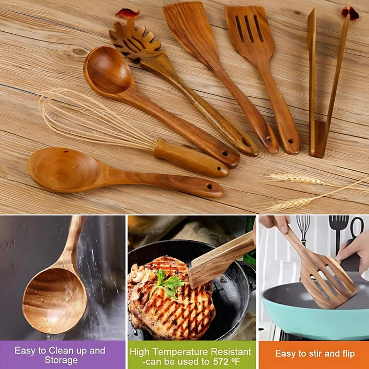 Skanto | Tre Cooking Utensils Set Teak Non Stick