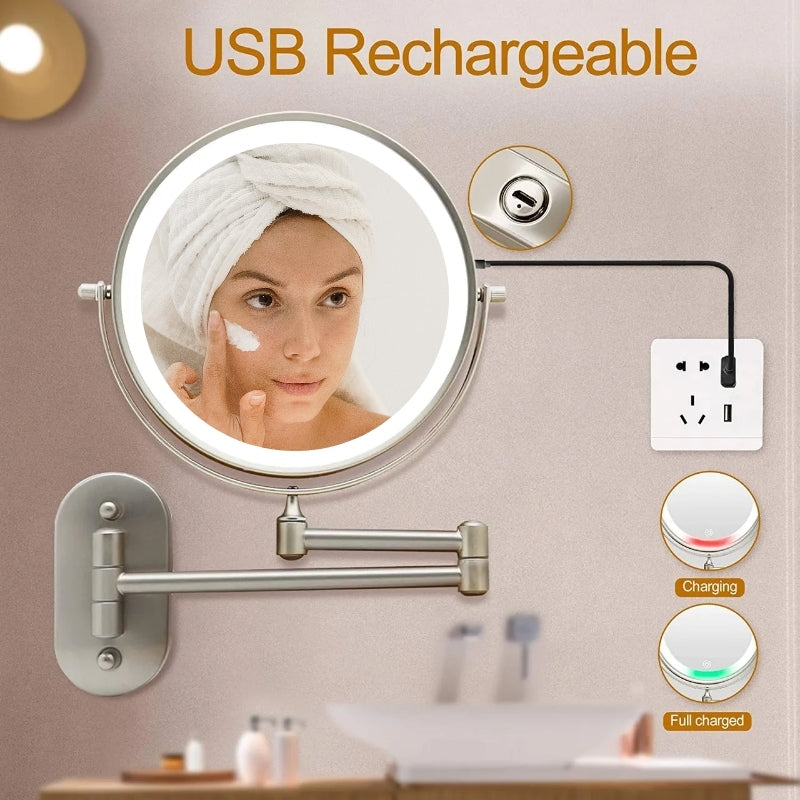 LED kosmetikk speil med forstørrelse & USB-batteri | Skanto