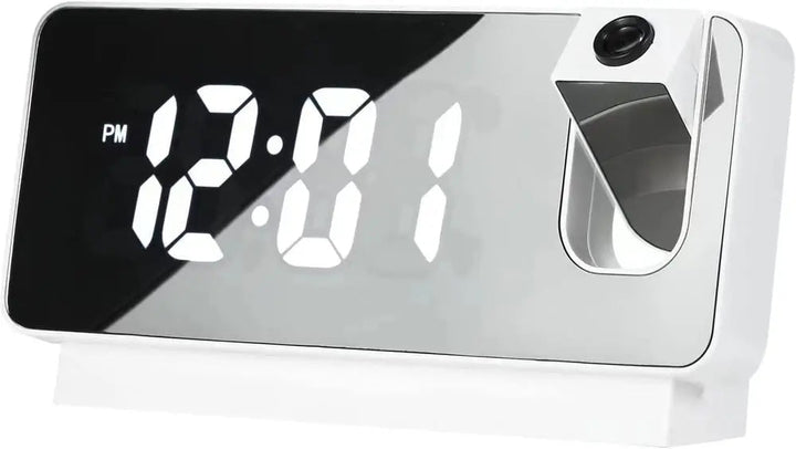 Projeksjonsvekkerklokke med speildisplay og stor LED-skjerm