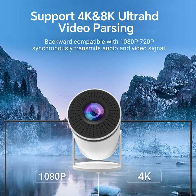 VisionCast 130X – Bærbar Mini Projektor med Android 12 og 130 Tommers Projektor | Skanto