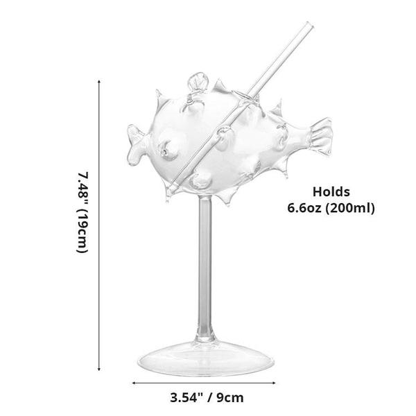 Pufferfish Formet Cocktailglass Med Glassstrå | Skanto
