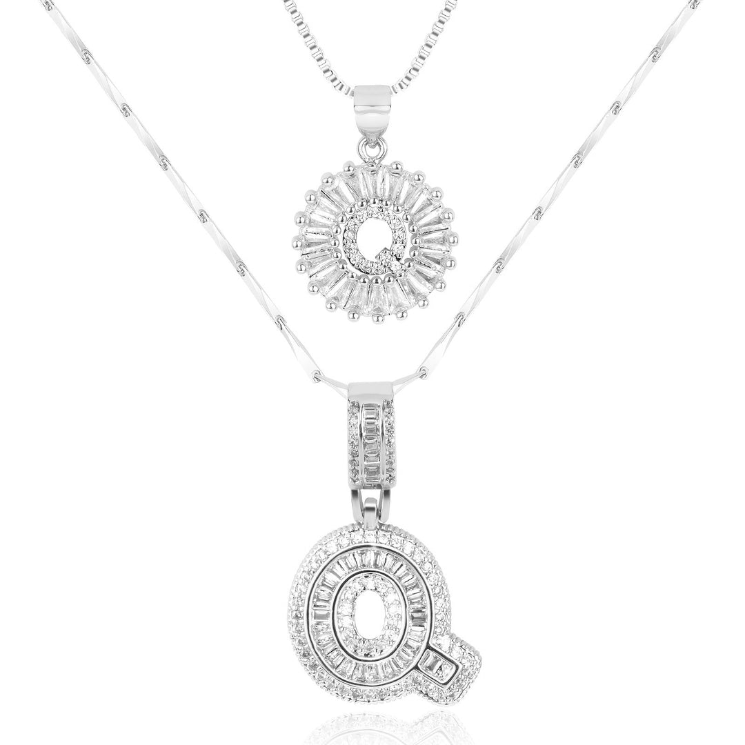 Skanto | 2pc 14k Diamant Bokstav Initial Halskjeder