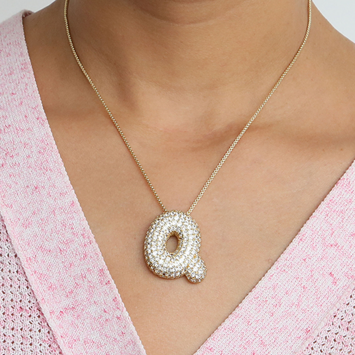 Skanto | Chunky Bubble Diamond Dazzle Initial Halskjeder