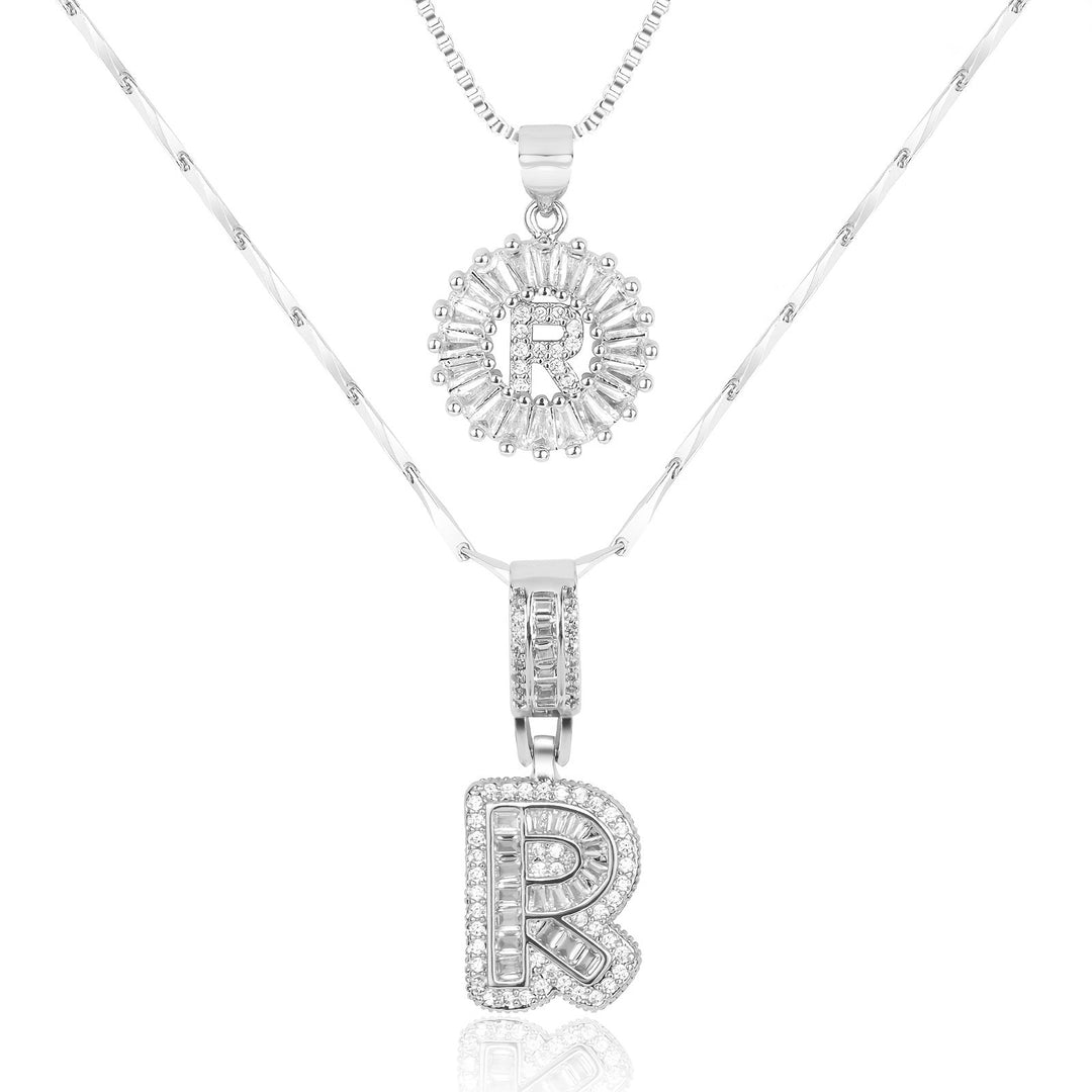 Skanto | 2pc 14k Diamant Bokstav Initial Halskjeder