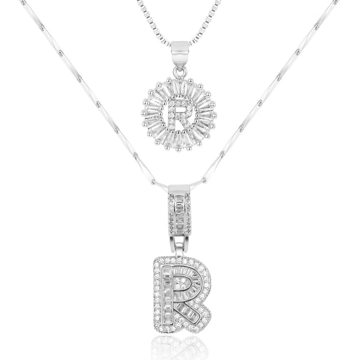 Skanto | 2pc 14k Diamant Bokstav Initial Halskjeder