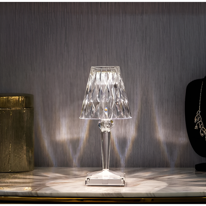 Diamond Glow - Trådløs USB Krystall Skinne Nattbord Lampe | Skanto