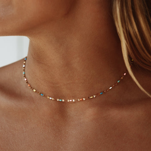 Skanto | Regnbue choker halskjede for hverdagsbruk
