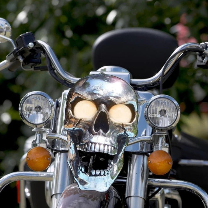 LED-Motorrad-Totenkopflampe med enkeltartigem Augenleuchten og Chrom-Finish