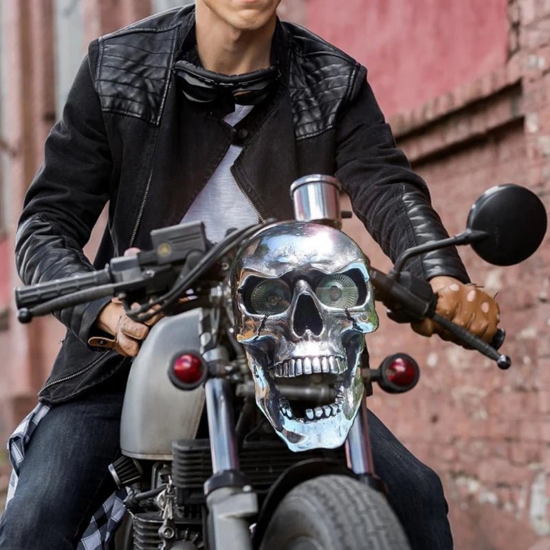 LED-Motorrad-Totenkopflampe med enkeltartigem Augenleuchten og Chrom-Finish