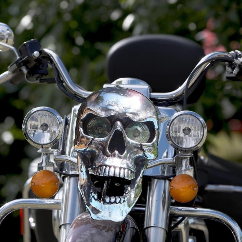LED-Motorrad-Totenkopflampe med enkeltartigem Augenleuchten og Chrom-Finish